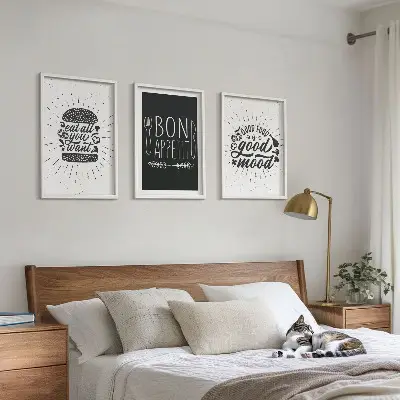 Wall art set featuring food and culinary slogans