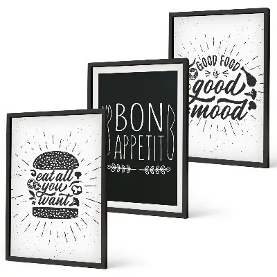 Wall art set featuring food and culinary slogans