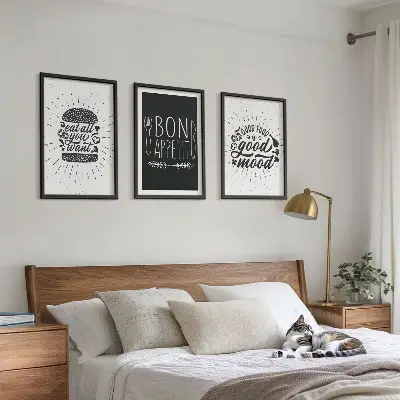Wall art set featuring food and culinary slogans