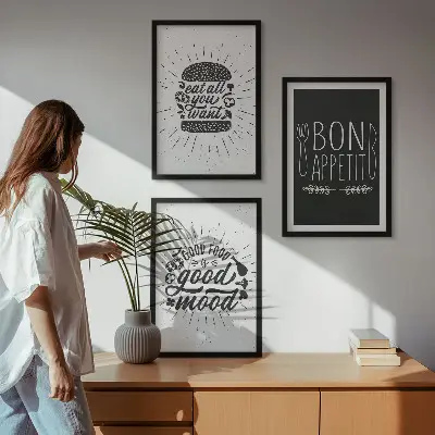 Wall art set featuring food and culinary slogans