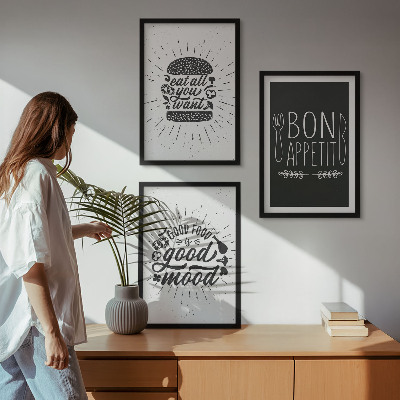 Wall art set Graphics food culinary slogans