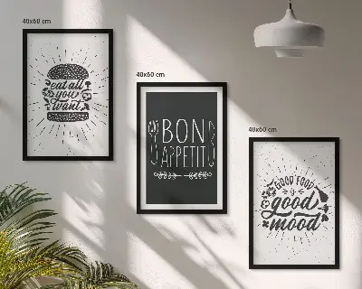 Wall art set featuring food and culinary slogans
