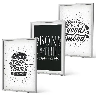 Wall art set featuring food and culinary slogans