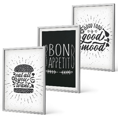 Wall art set Graphics food culinary slogans