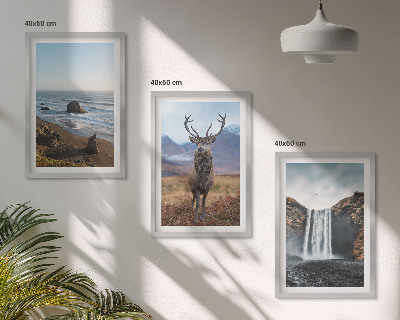 Three-piece wall art piece Mountain landscapes with a waterfall