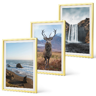 Three-piece wall art piece Mountain landscapes with a waterfall