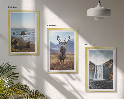 Three-piece wall art piece Mountain landscapes with a waterfall