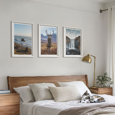 Three-piece wall art piece Mountain landscapes with a waterfall