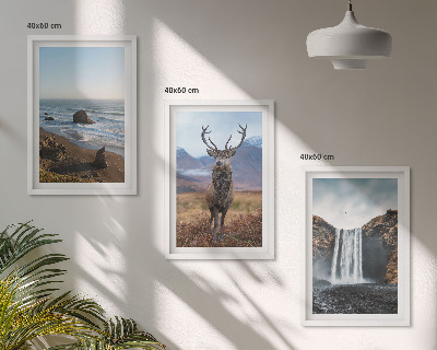 Three-piece wall art piece Mountain landscapes with a waterfall
