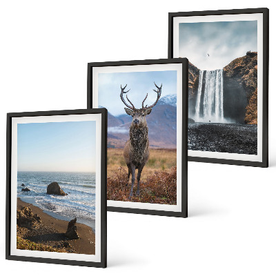 Three-piece wall art piece Mountain landscapes with a waterfall
