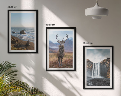 Three-piece wall art piece Mountain landscapes with a waterfall