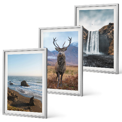 Three-piece wall art piece Mountain landscapes with a waterfall