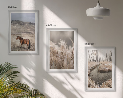 Wall art set Horses landscape grass stream