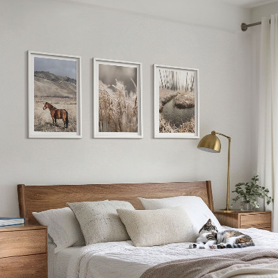 Wall art set Horses landscape grass stream