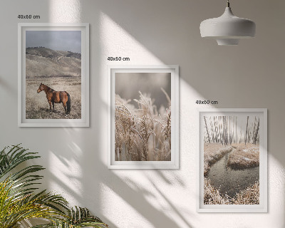 Wall art set Horses landscape grass stream