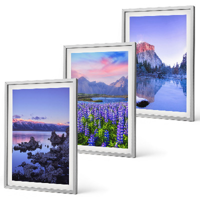 Three-piece wall art piece Landscapes of mountains with water and sky