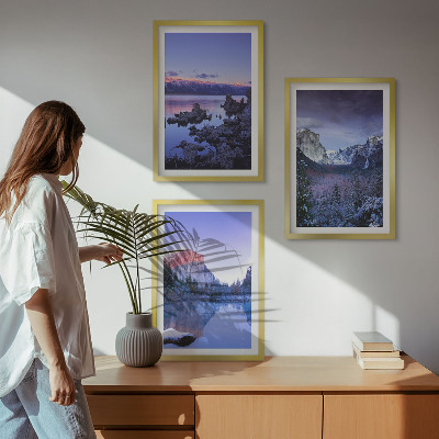 Wall art set Mountain landscapes, sunset, water