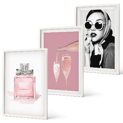 Three-piece wall art piece Stylish pink accessories