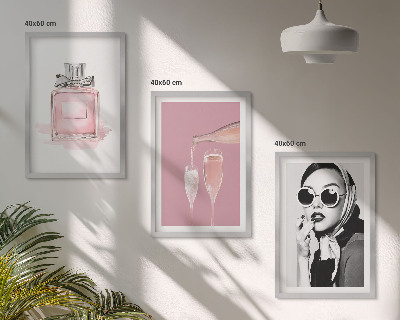 Three-piece wall art piece Stylish pink accessories