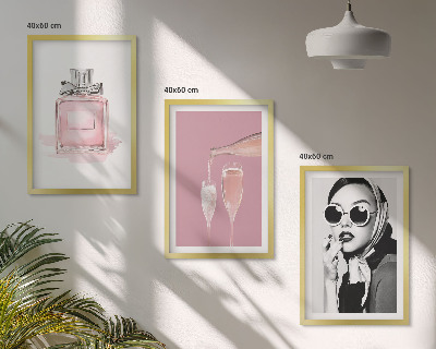Three-piece wall art piece Stylish pink accessories