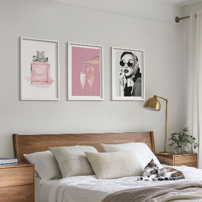 Three-piece wall art piece Stylish pink accessories