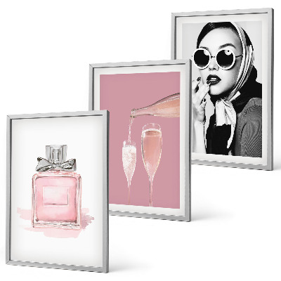 Three-piece wall art piece Stylish pink accessories