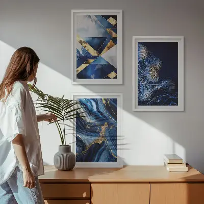 Abstract elegant patterns framed wall art set of 3 pieces