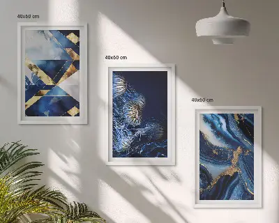 Abstract elegant patterns framed wall art set of 3 pieces