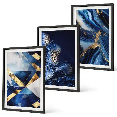 Abstract elegant patterns framed wall art set of 3 pieces