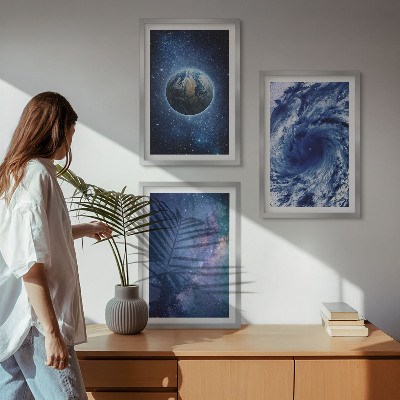 Wall art set Earth space storm galaxy