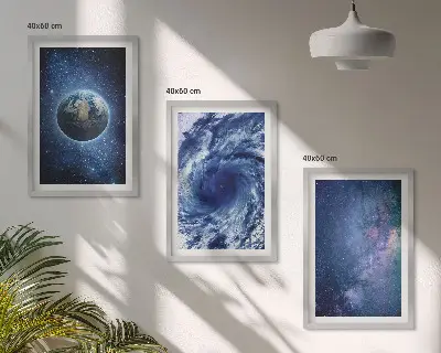 Wall art set featuring an earth space storm galaxy design