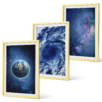 Wall art set Earth space storm galaxy