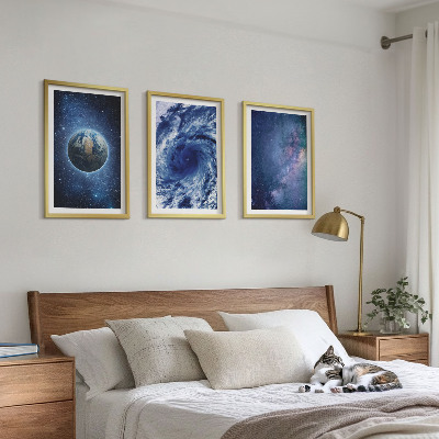Wall art set Earth space storm galaxy