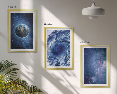 Wall art set Earth space storm galaxy
