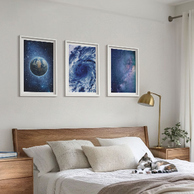 Wall art set Earth space storm galaxy