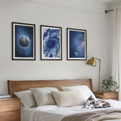 Wall art set Earth space storm galaxy