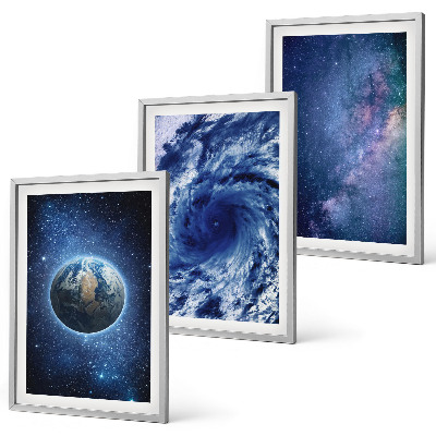 Wall art set Earth space storm galaxy