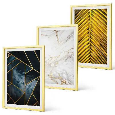 Three-piece geometric plant wall art set featuring botanical and geometric patterns
