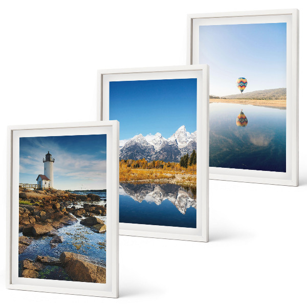 Wall art set Views of nature, lighthouse, mountains, balloon