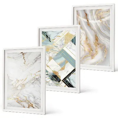 Three-piece marble pattern wall art set elegant design