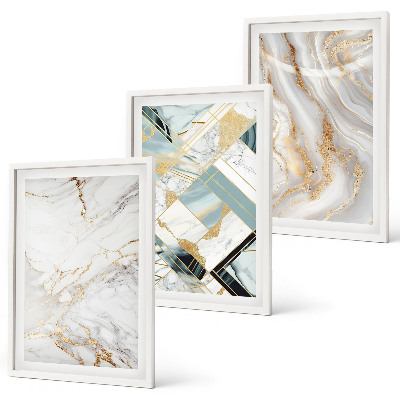 Three-piece wall art piece Elegant marble patterns