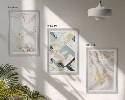 Three-piece marble pattern wall art set elegant design