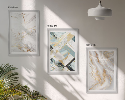 Three-piece wall art piece Elegant marble patterns