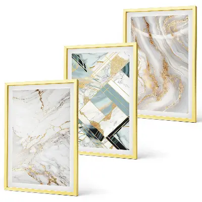 Three-piece marble pattern wall art set elegant design