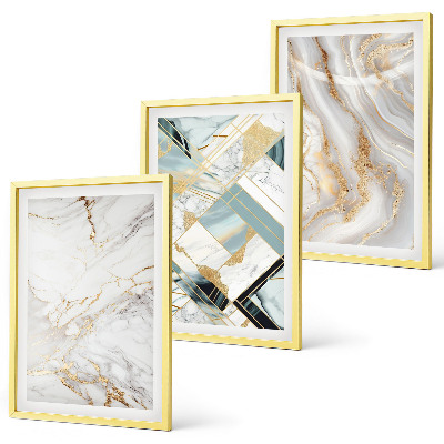 Three-piece wall art piece Elegant marble patterns