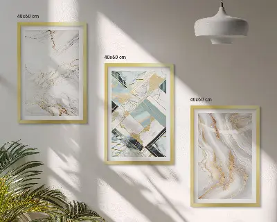 Three-piece marble pattern wall art set elegant design