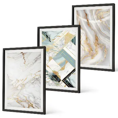 Three-piece marble pattern wall art set elegant design