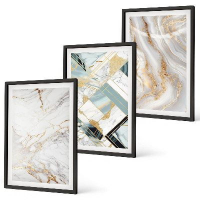 Three-piece wall art piece Elegant marble patterns