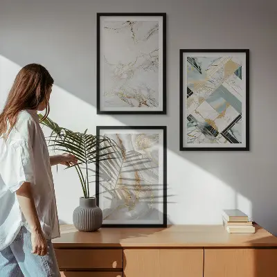 Three-piece marble pattern wall art set elegant design