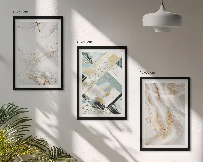 Three-piece marble pattern wall art set elegant design